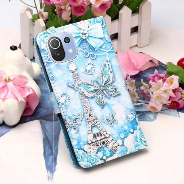 Θήκη Xiaomi Mi 11 Lite 4G / Mi 11 Lite 5G Βιβλίο Πεταλούδα Colored Drawing Pattern Plain Weave Horizontal Case Tower Butterfly