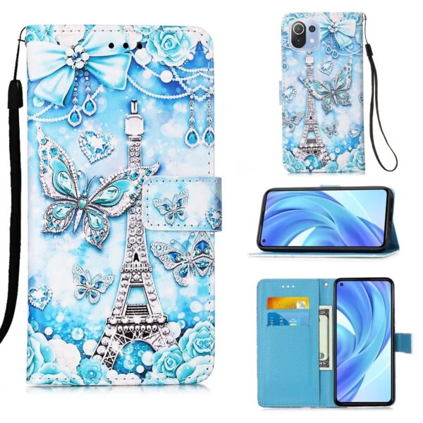 Θήκη Xiaomi Mi 11 Lite 4G / Mi 11 Lite 5G Βιβλίο Πεταλούδα Colored Drawing Pattern Plain Weave Horizontal Case Tower Butterfly