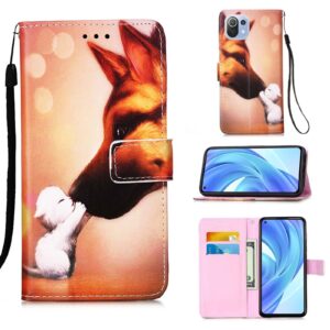 Θήκη Xiaomi Mi 11 Lite 4G / Mi 11 Lite 5G Βιβλίο Φιλί Colored Drawing Pattern Plain Weave Horizontal Flip Case Hound Kiss