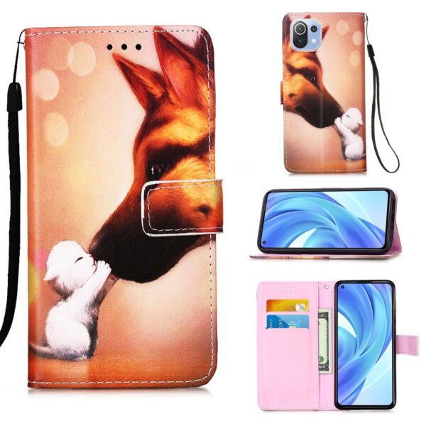 Θήκη Xiaomi Mi 11 Lite 4G / Mi 11 Lite 5G Βιβλίο Φιλί Colored Drawing Pattern Plain Weave Horizontal Flip Case Hound Kiss