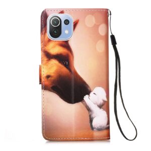 Θήκη Xiaomi Mi 11 Lite 4G / Mi 11 Lite 5G Βιβλίο Φιλί Colored Drawing Pattern Plain Weave Horizontal Flip Case Hound Kiss