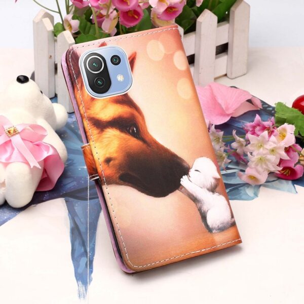 Θήκη Xiaomi Mi 11 Lite 4G / Mi 11 Lite 5G Βιβλίο Φιλί Colored Drawing Pattern Plain Weave Horizontal Flip Case Hound Kiss