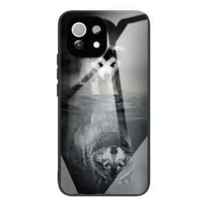 Θήκη Xiaomi Mi 11 Lite 4G / Mi 11 Lite 5G Με Πλαίσιο Σιλικόνης Και Όψη Γυαλιού Colorful Painted Glass Shockproof Case Puppy