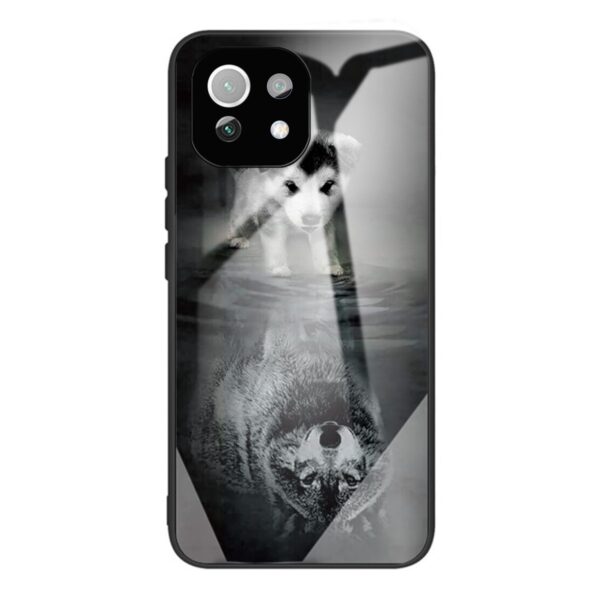 Θήκη Xiaomi Mi 11 Lite 4G / Mi 11 Lite 5G Με Πλαίσιο Σιλικόνης Και Όψη Γυαλιού Colorful Painted Glass Shockproof Case Puppy