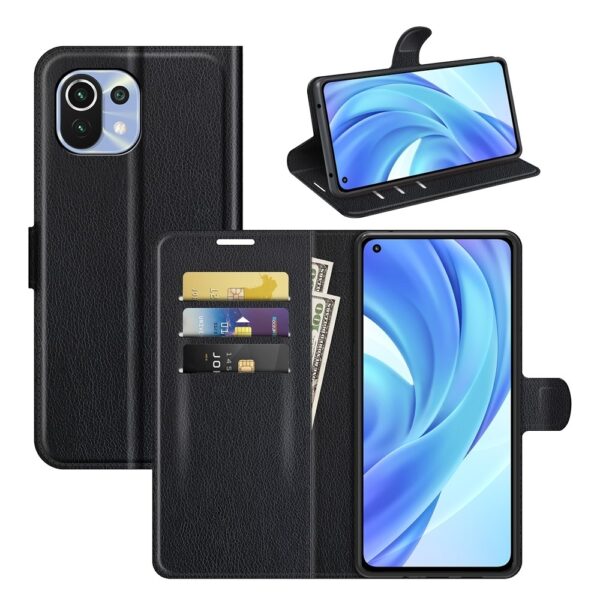Xiaomi Mi 11 Lite 4G / Mi 11 Lite 5G Θήκη Βιβλίο Μαύρο Litchi Texture Horizontal Flip Leather Case With Holder Black