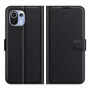 Xiaomi Mi 11 Lite 4G / Mi 11 Lite 5G Θήκη Βιβλίο Μαύρο Litchi Texture Horizontal Flip Leather Case With Holder Black