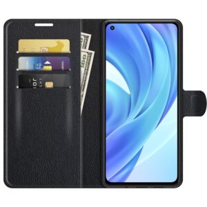 Xiaomi Mi 11 Lite 4G / Mi 11 Lite 5G Θήκη Βιβλίο Μαύρο Litchi Texture Horizontal Flip Leather Case With Holder Black