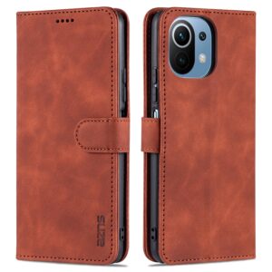 Xiaomi Mi 11 Lite 4G / Mi 11 Lite 5G Θήκη Βιβλίο Καφέ AZNS Skin Feel Calf Texture Horizontal Flip Leather Case Brown