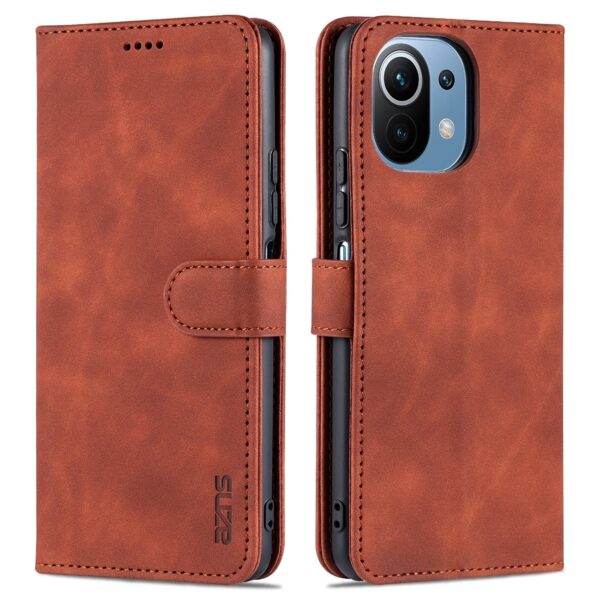 Xiaomi Mi 11 Lite 4G / Mi 11 Lite 5G Θήκη Βιβλίο Καφέ AZNS Skin Feel Calf Texture Horizontal Flip Leather Case Brown
