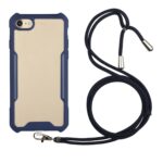 Θήκη iPhone SE 2022 / SE 2020 / 8 / 7 Σκούρο Μπλε με Λουράκι Acrylic + Color TPU Shockproof Case with Neck Lanyard Dark Blue