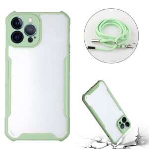 Θήκη iPhone 13 Pro Πράσινη με Λουράκι Acrylic + Color TPU Shockproof Case with Neck Lanyard Avocado