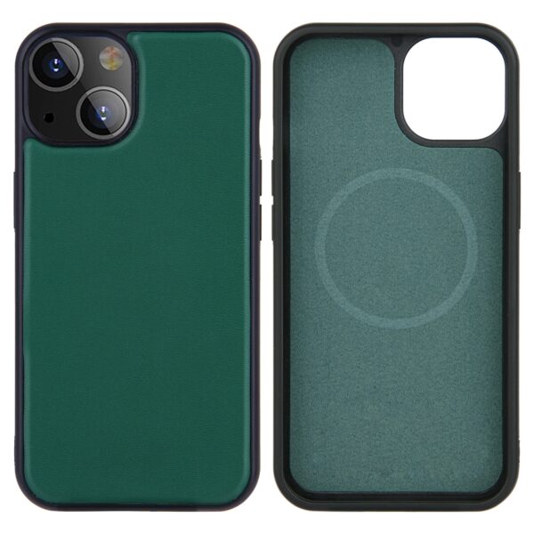 Θήκη iPhone 13 Pro Πράσινη PU Leather Skin Magnetic Patch TPU Shockproof Magsafe Case Green
