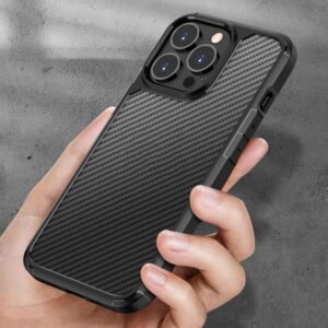 Θήκη iPhone 13 Pro Σιλικόνης Μαύρη Pioneer Carbon Fiber Texture Shockproof TPU + PC Case Black