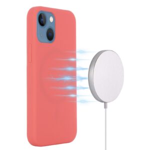Θήκη iPhone 13 Σιλικόνης Κοραλί Shockproof Magnetic Magsafe Silicone Case Pink Orange