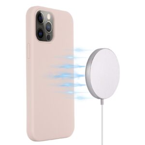 Θήκη iPhone 13 Pro Σιλικόνης Απαλό Ροζ Shockproof Magnetic Magsafe Silicone Case Sand Pink