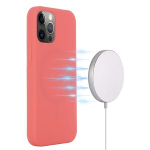 Θήκη iPhone 13 Pro Max Σιλικόνης Κοραλί Shockproof Magnetic Magsafe Silicone Case Pink Orange