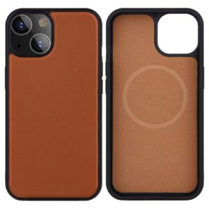 Θήκη iPhone 13 Καφέ PU Leather Skin Magnetic Patch TPU Shockproof Magsafe Case Brown