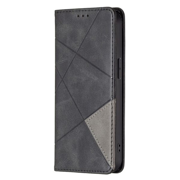 Θήκη iPhone 13 Βιβλίο Μαύρο Rhombus Texture Horizontal Flip Magnetic Case Black