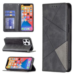 Θήκη iPhone 13 mini Βιβλίο Μαύρο Rhombus Texture Horizontal Flip Magnetic Case Black