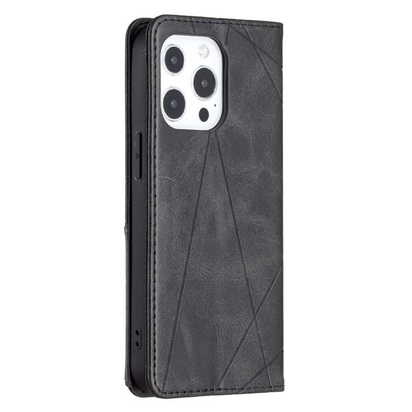 Θήκη iPhone 13 mini Βιβλίο Μαύρο Rhombus Texture Horizontal Flip Magnetic Case Black