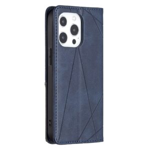 Θήκη iPhone 13 Βιβλίο Μπλε Rhombus Texture Horizontal Flip Magnetic Case Blue