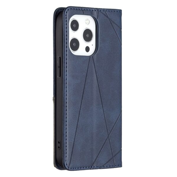 Θήκη iPhone 13 Pro Βιβλίο Μπλε Rhombus Texture Horizontal Flip Magnetic Case Blue
