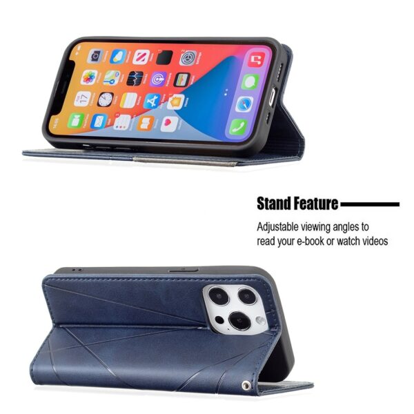 Θήκη iPhone 13 Pro Βιβλίο Μπλε Rhombus Texture Horizontal Flip Magnetic Case Blue