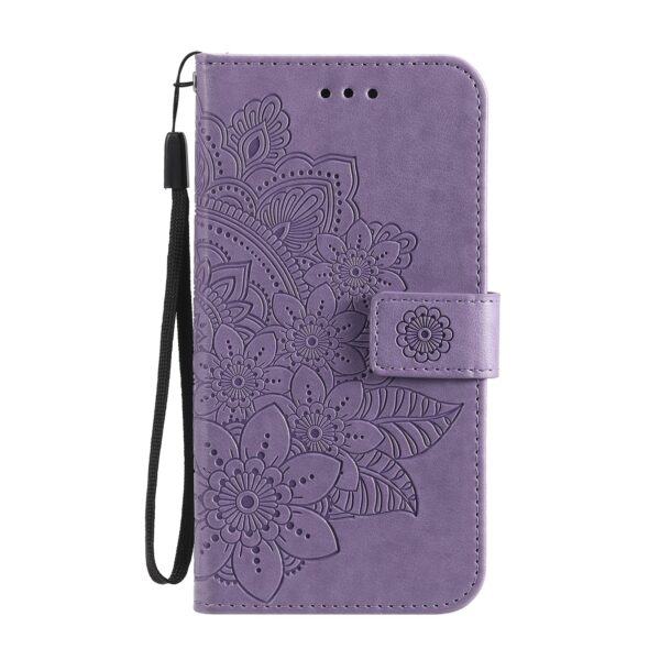 Θήκη iPhone 13 Βιβλίο Μωβ Λουλούδια 7-petal Flowers Embossing Pattern Horizontal Flip Case Purple