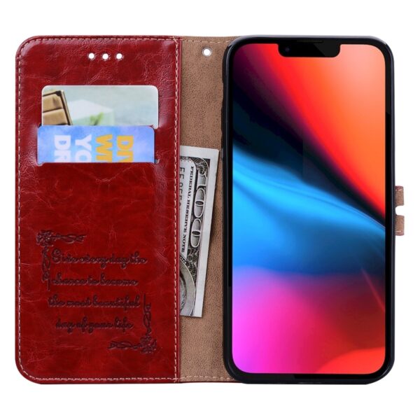 Θήκη iPhone 13 Βιβλίο Κόκκινο Business Style Oil Wax Texture Horizontal Flip Case Red