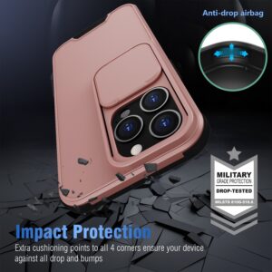 Θήκη iPhone 13 Ροζ-Χρυσή Up and Down Sliding Camera Cover Design Shockproof TPU + PC Protective Case Rose-Gold
