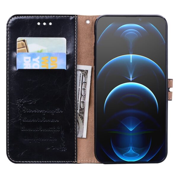 Θήκη iPhone 13 Pro Βιβλίο Μαύρο Business Style Oil Wax Texture Horizontal Flip Case Black