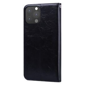 Θήκη iPhone 13 Pro Max Βιβλίο Μαύρο Business Style Oil Wax Texture Horizontal Flip Case Black