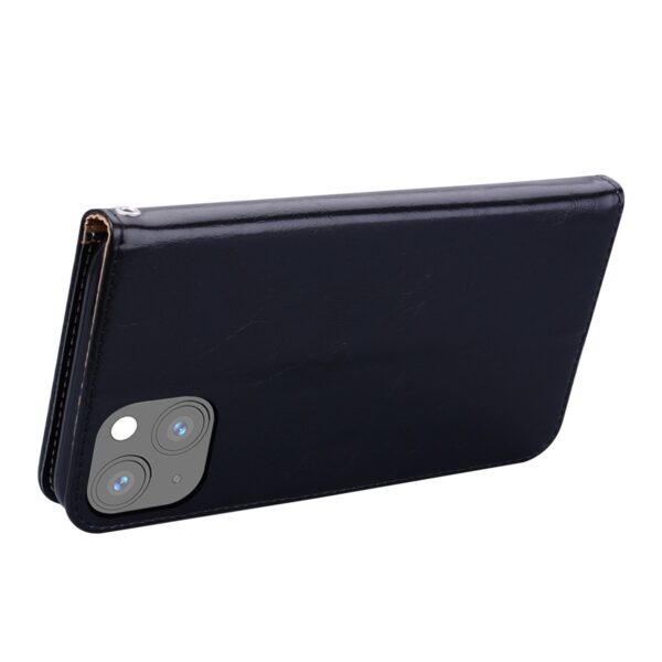 Θήκη iPhone 13 mini Βιβλίο Μαύρο Business Style Oil Wax Texture Horizontal Flip Case Black