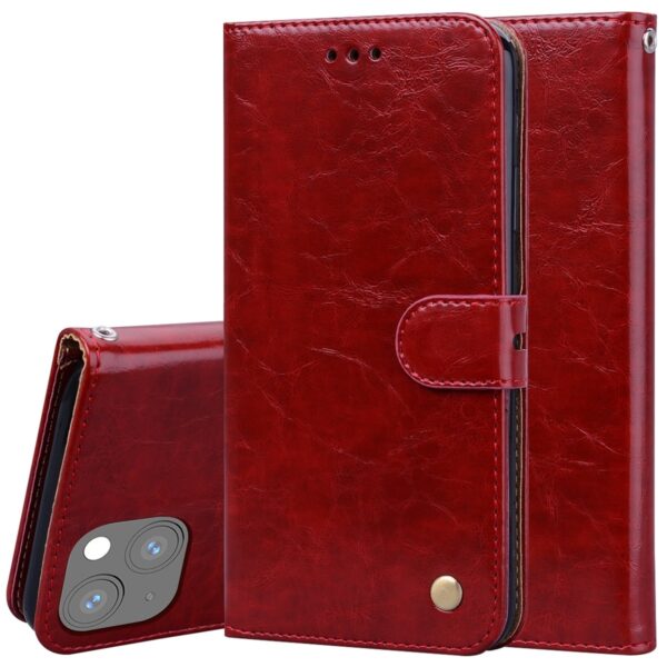 Θήκη iPhone 13 mini Βιβλίο Κόκκινο Business Style Oil Wax Texture Horizontal Flip Case Red