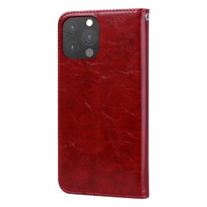 Θήκη iPhone 13 Pro Βιβλίο Κόκκινο Business Style Oil Wax Texture Horizontal Flip Case Red