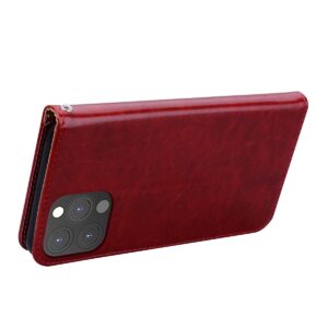 Θήκη iPhone 13 Pro Max Βιβλίο Κόκκινο Business Style Oil Wax Texture Horizontal Flip Case Red