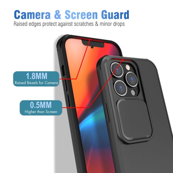 Θήκη iPhone 13 Pro Μαύρη Up and Down Sliding Camera Cover Design Shockproof TPU + PC Protective Case Black