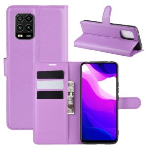 Xiaomi Xiaomi Mi 10 Lite 5G Θήκη Βιβλίο Μωβ Litchi Texture Horizontal Flip Leather Case With Holder & Card Slots Purple