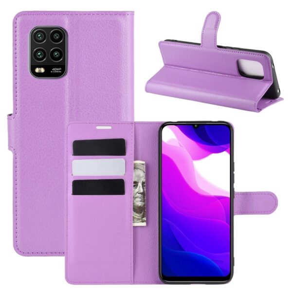 Xiaomi Xiaomi Mi 10 Lite 5G Θήκη Βιβλίο Μωβ Litchi Texture Horizontal Flip Leather Case With Holder & Card Slots Purple
