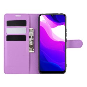 Xiaomi Xiaomi Mi 10 Lite 5G Θήκη Βιβλίο Μωβ Litchi Texture Horizontal Flip Leather Case With Holder & Card Slots Purple