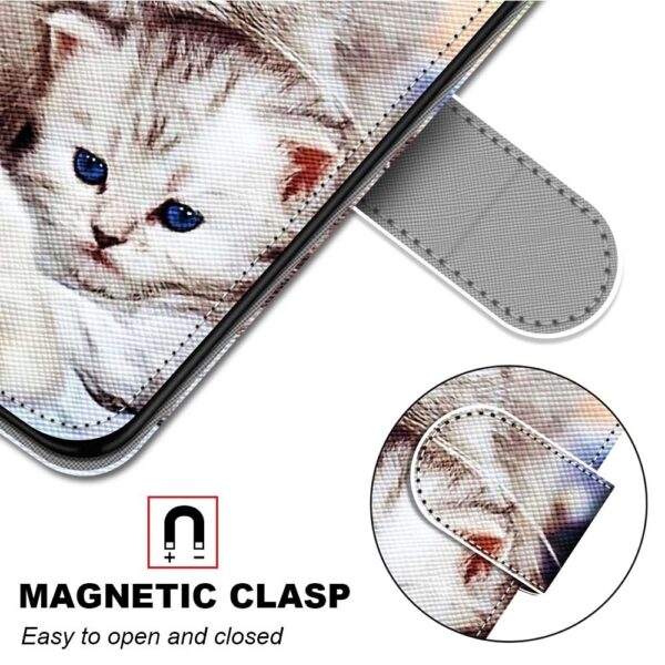 Θήκη Xiaomi Mi 10 Lite 5G Βιβλίο Coloured Drawing Cross Texture Horizontal Flip Case Big Cat Holding Kitten