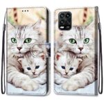 Θήκη Xiaomi Mi 10 Lite 5G Βιβλίο Coloured Drawing Cross Texture Horizontal Flip Case Big Cat Holding Kitten