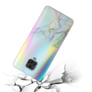 Θήκη Xiaomi Redmi Note 9S / 9 Pro / 9 Pro Max Σιλικόνης Μάρμαρο Laser Marble Pattern Clear TPU Shockproof Protective Case Grey