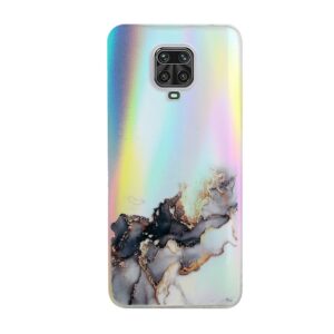Θήκη Xiaomi Redmi Note 9S / 9 Pro / 9 Pro Max Σιλικόνης Μάρμαρο Laser Marble Pattern Clear TPU Shockproof Protective Case Black