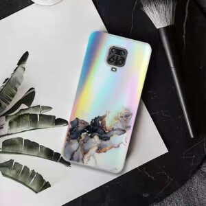 Θήκη Xiaomi Redmi Note 9S / 9 Pro / 9 Pro Max Σιλικόνης Μάρμαρο Laser Marble Pattern Clear TPU Shockproof Protective Case Black