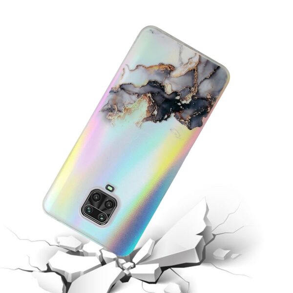Θήκη Xiaomi Redmi Note 9S / 9 Pro / 9 Pro Max Σιλικόνης Μάρμαρο Laser Marble Pattern Clear TPU Shockproof Protective Case Black