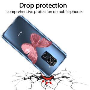 Θήκη Xiaomi Redmi Note 9 Σιλικόνης Κόκκινη Πεταλούδα Shockproof Painted TPU Protective Case Red Butterfly