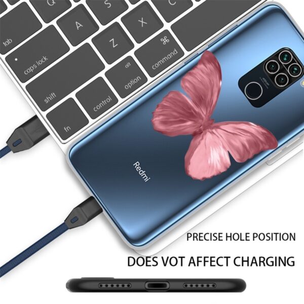 Θήκη Xiaomi Redmi Note 9 Σιλικόνης Κόκκινη Πεταλούδα Shockproof Painted TPU Protective Case Red Butterfly