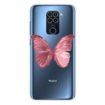 Θήκη Xiaomi Redmi Note 9 Σιλικόνης Κόκκινη Πεταλούδα Shockproof Painted TPU Protective Case Red Butterfly