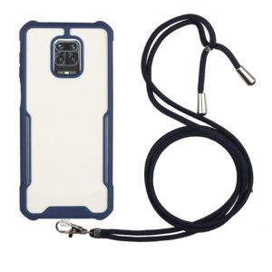 Θήκη Xiaomi Redmi Note 9S / 9 Pro / 9 Pro Max Μπλε με Λουράκι Acrylic + Color TPU Shockproof Case with Neck Lanyard Dark Blue